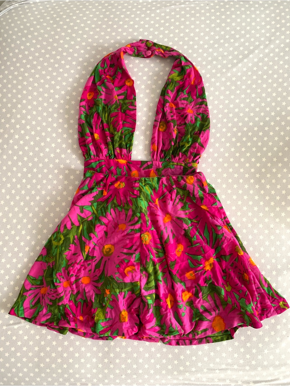 Vtg 70s Ken Scott Piazza di Spagna Floral Halter One-Piece Swimsuit & Skirt Set